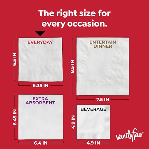image for Vanity Fair Everyday Paper Napkins, 400 Count, Disposable Napkins Made