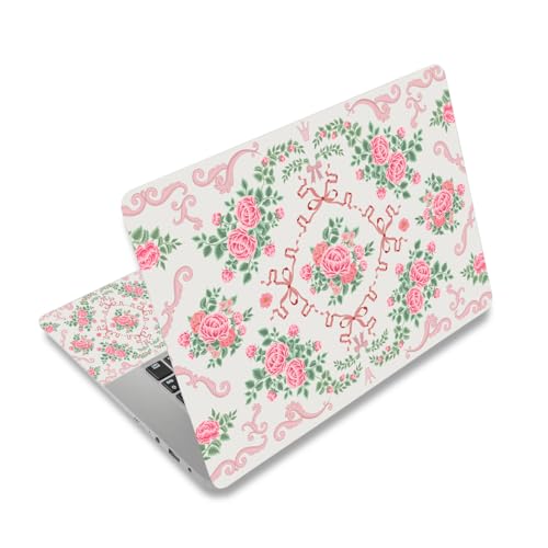 Image of DINKY Laptop Skin Sticker Decal 15.6 inch 15.4 inch 12 inch 13 inch 13.3 inch 14 inch 15 inch Laptop Universal Vinyl Skin Stickers Cover Art Decal Notebook PC Personalized Protector, Pink Floral Bow