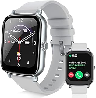 Smartwatch mit Telefonfunktion Funktion,1.7" Touchscreen Schrittzähler Uhr Herren Damen, Fitness Tracker Sportuhr, Schlafmonitor Nachricht Erinnerung, Geburtstag Weihnachten Geschenk, Watch Silber