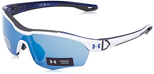 Under Armour Boys Ua Yard Pro Jr. Sunglasses, White Blue/Super Blue Tuned, 99mm 1mm US