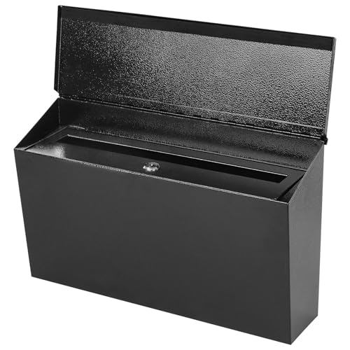 KYODOLED Locking Wall Mount Mailboxes for Outside, Large Capacity Mail Box for House with Key Lock, Security Drop Box, Metal Post Box for Home, Office Decorative,15.7 * 9.9 * 4.9in