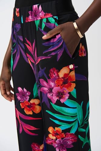 Women's Silky Knit Tropical Print Wide-Leg Pants3