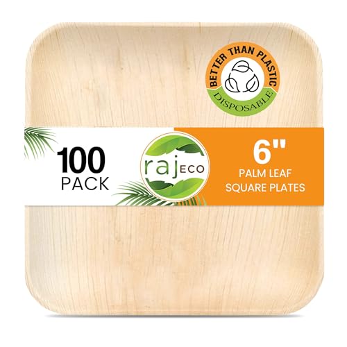 Raj Palm Leaf Square Plates (100-Pack)