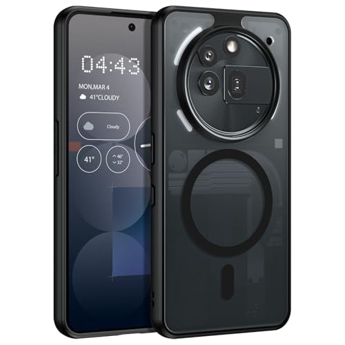 Image of GUAGUA Polycarbonate For Nothing Phone 3A Pro Case, [Compatible With Magsafe] Magnetic Anti-Scratch Translucent Matte Back Slim Shockproof Case Phone Cover,Black