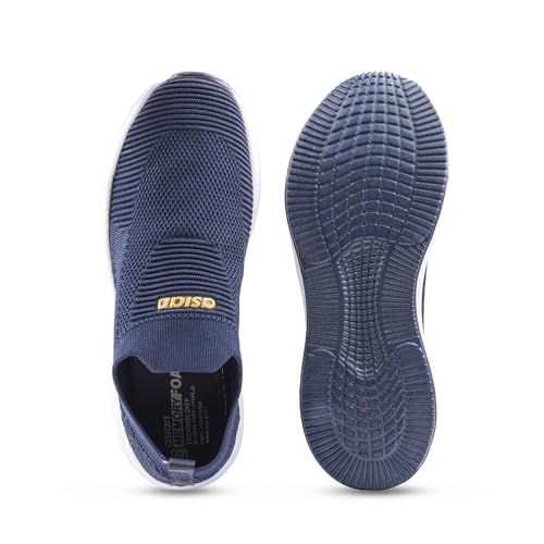 Image of ASIAN Storm-42 Men's Walking Shoes with Breathable Knit Shoe, Lightweight Cushioned Sole, Soft Sock-Like Fit, Flexible Slip Ons with Without Laces Comfort & Steady Grip | Ideal, Office & Travel Navy