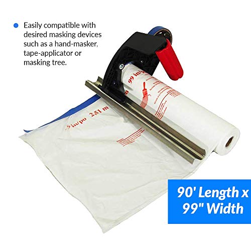Reli. Masking Film, 10 Rolls Bulk (90' Foot X 99" Inch) - Masking Plastic Film For Painting, Automotive - Pre-Folded - Hand-Masker Film Plastic In Bulk #TOP3