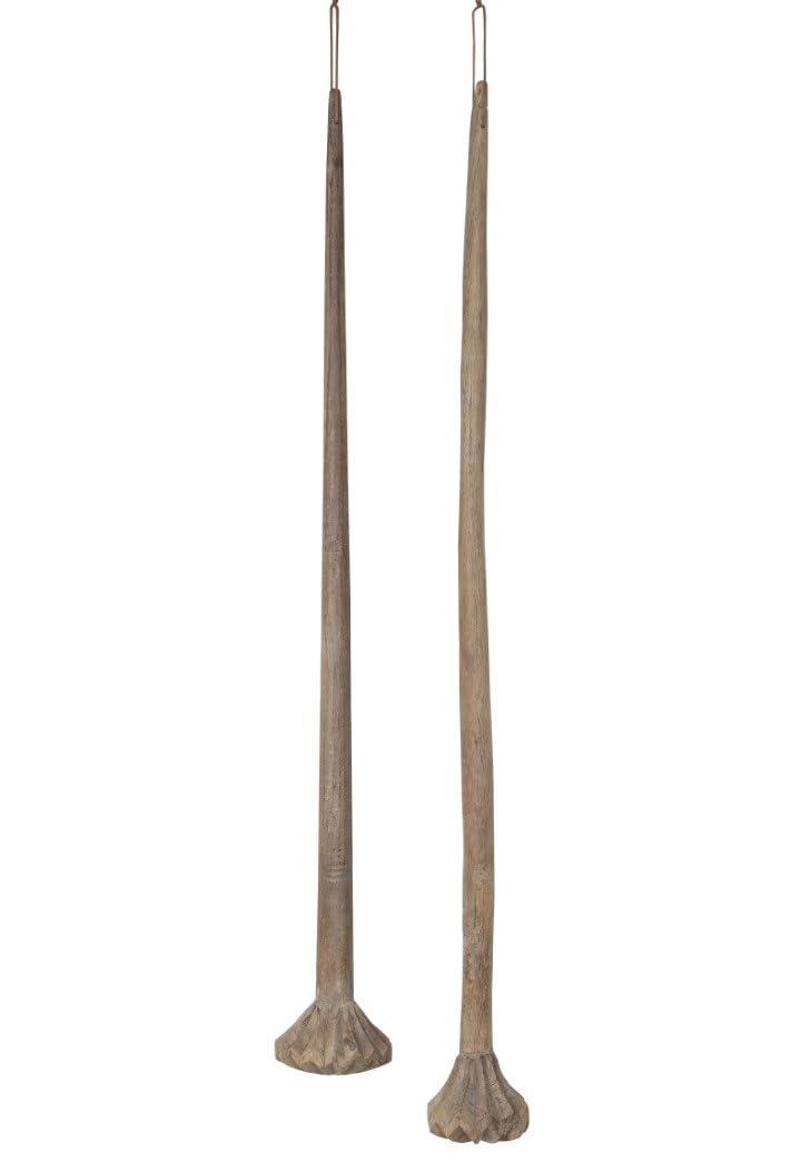Batteur ancien teck naturel 15x15x130 cm | Sculpture bois déco salon