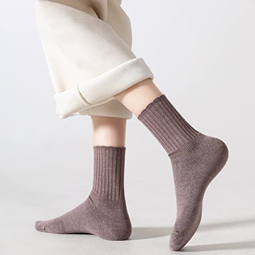Image of PADFOM Women Thin Cashmere Socks, Soft Socks Women Above Crew Socks 5 Pairs Size 5-9