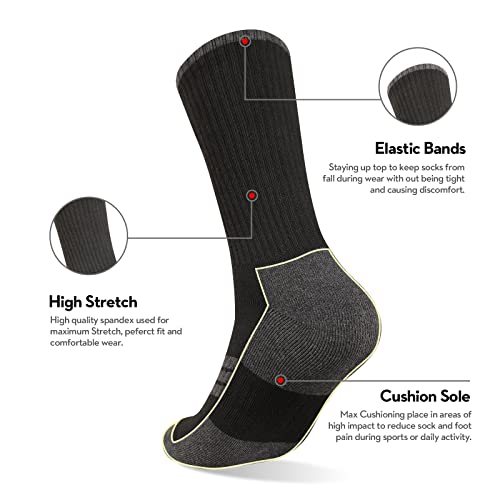 Heatuff Mens Moisture Wicking Heavy Cushion Crew Socks, Reinforced Heel & Toe Durable Socks3