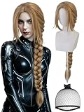 JoneTing Long Blonde Braided Wig 96CM/38inches【+Hair Cap】 Long Ash Blonde Braided Wigs for Women Blond Cosplay Wig with Braids for Cosplay Party Ash Blond Braided Hair Costume for Halloween