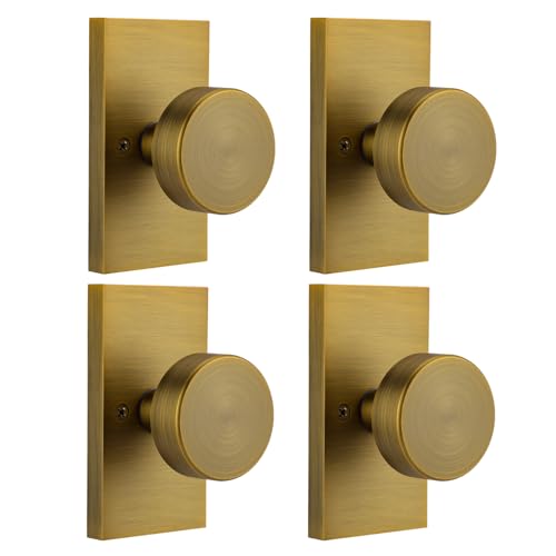 Antique Brass Dummy Door Knobs Set (4) for Bifold/Closet