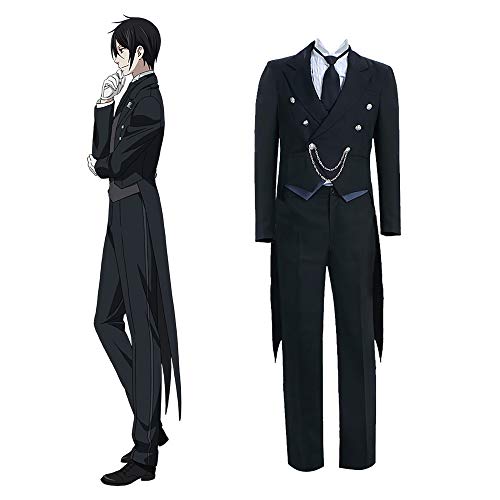 Loaii Costume de Cosplay majordome noir Sebastian Michaelis sous Taker Ciel Phantomhive ensemble complet uniforme de Cosplay tenue de Cosplay d'halloween