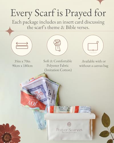 Joy Prayer Scarf for Women - 35x70 Large Rainbow Shawl Wrap with 24 Uplifting Bible Verses4