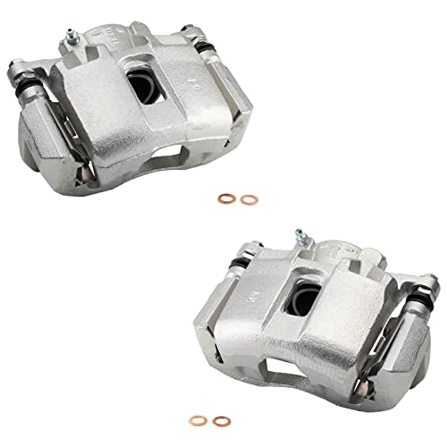 Image of TRQ Front Brake Caliper Set Zinc Coated Brackets Hardware Compatible with 2001-2003 Acura CL 1999-2004 RL 1999-2008 TL 2004-2014 TSX 2003-2012 Honda Accord