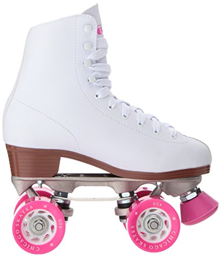 CHICAGO Skates Premium White Quad Roller Skates for Girls and Women Beginners Classic Adjustable High-Top Design for Indoor or Outdoor Skates and Roller Derby