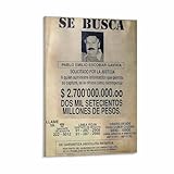 Pablo Escobar Wanted Poster Pablo Escobar Headshot Wall Decoration (4) Canvas Painting Posters And Prints Wall Art for Living Room Bedroom Decor 08x12inch(20x30cm) Frame-style