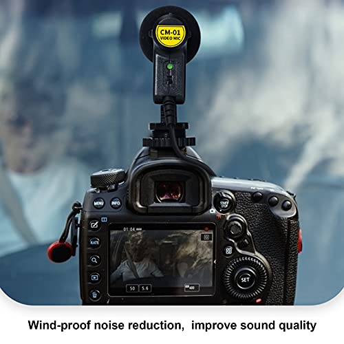 Microfone de filmadora estéreo, microfone de câmera digital prático hipercardióide preto para filmag