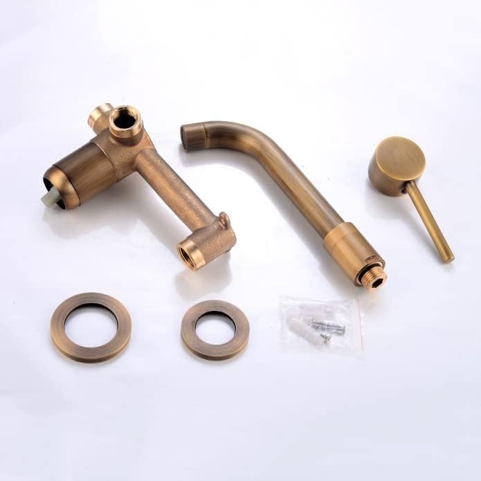 真鍮洗面台用蛇口 ファッションスタイル シングルハンドル滝洗面台用ミキサータップ 温水・冷水浴室用蛇口 シンク用滝蛇口 商業用トイレ壁取り付け型ダブル ハンドル洗面器隠し水栓 | 壁取り付け式バスルーム洗面台用蛇口、360度回転式蛇口付き洗面台用タップ、隠し洗面台 ...