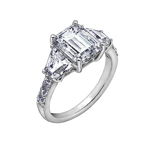 Diamonbliss Trapeze & Emerald Cut Ring 925 Sterling Silver Prong Set Engagement Ring Band | 5.00 Carats Cubic Zirconia Cz Diamond Simulant (7) #TOP4