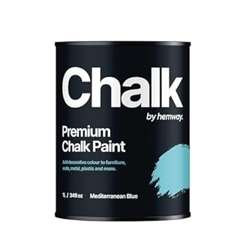 Hemway Mediterranean Blue Chalk Paint 1L Matt Shabby Chic Interior Furniture, Walls, Wood, Wardrobes, Doors, Tables, Chairs, Quick Dry Smooth Chalky Finish (17 Blues & 118 Colours Available)