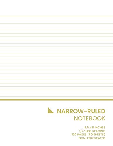 Narrow-Ruled Notebook: Narrow Ruled Paper, 120 Pages (60 Sheets), No Margins, 8.5 x 11 Inches