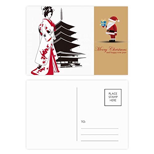 Cartes postales Kimono fille et Père Noël, le lot de 20 à offrir aux passionnés du Japon