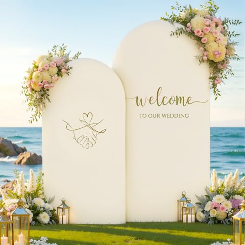 Beige Arch Backdrop Cover Set of 2 Beige Arch Cover 7.2 and 6ft Wedding Arch Cover Stretchy Backdrop Bridal Baby Shower Birthday Party Arches Stand Covers Spandex