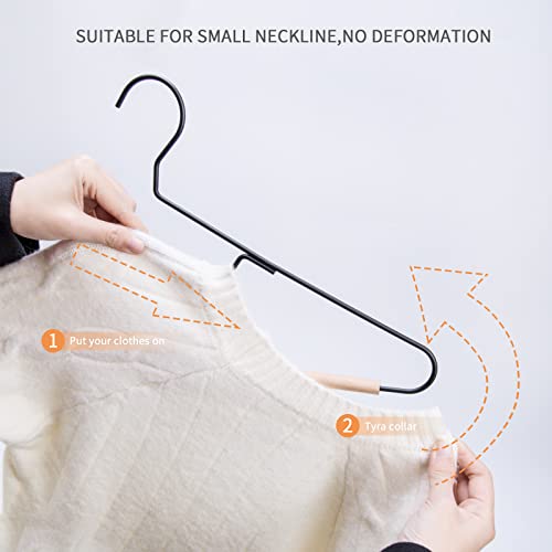 Nature Smile Premium Black Matt Metal Suit Clothes Hanger 10 Pack With A Smooth Beech Wood Pants Bar,Unique Coat Hanger Dress Hanger Shirt Hanger thumb #4