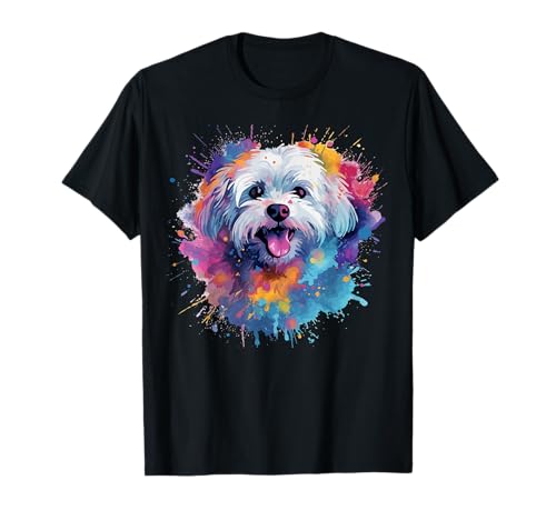 Colorful Maltese Splash Art Dog T-Shirt