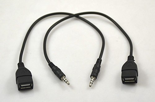 AUX to USB Adapter 3.5mm (1/8 inch) Jack Plug Male to USB 2.0 Female Converter OTG Cable Audio to USB Connector U-Disk to Car AUX Port Cord for Playing Music in car (MP3 Decoding Function Needed)