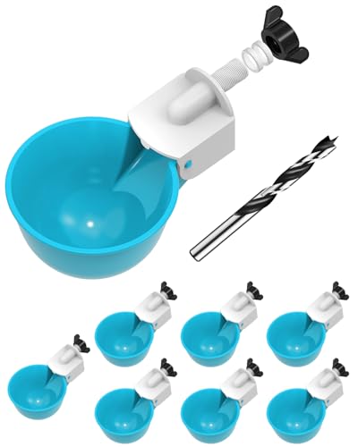 Psarnuk Chicken Waterer Cups (8 Pack) with 3/8" Drill Bit - Light Blue