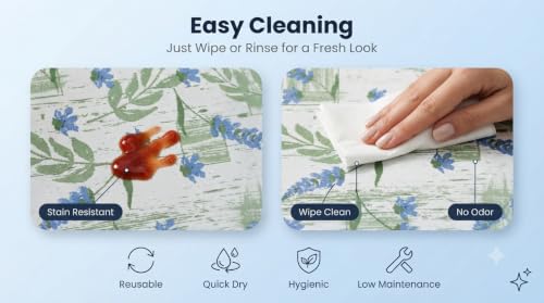 Image of Dribble (60cm X 500cm) Eva Shelf Liner Mat Roll, Non Slip Drawer & Cabinet Liner for Kitchen, Waterproof Oilproof Washable Fridge Mat, Anti Skid Multipurpose Mat (Floral Hormony Blue)