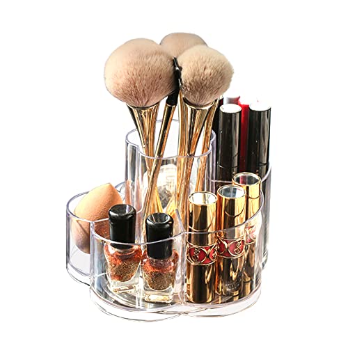 Fouvin Organizador de belleza, organizador de maquillaje, giratorio 360°, gran capacidad, organizador de maquillaje, caja de cosméticos para encimeras, transparente Cover
