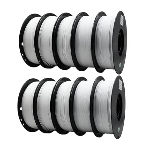 YUANEANG PETG 3D Printer Filament, 10 Rolls,Dimensional Accuracy +/- 0.03 mm, 1kg Spool(2.2lbs), 1.75 mm Fit for Most 3D Printers,10Kg White