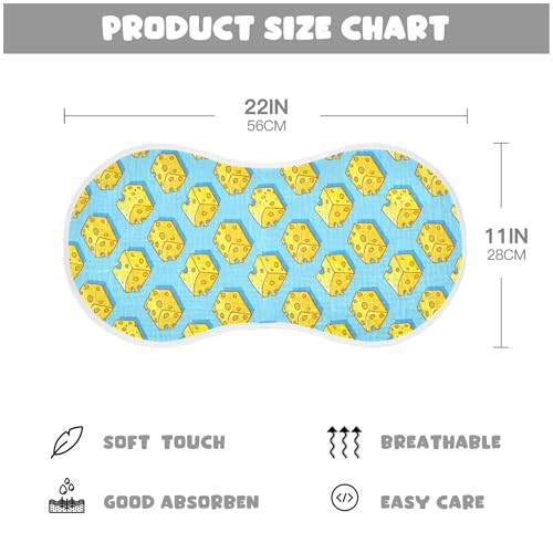 xigua Cartoon Cheese Muslin Baby Burp Cloths Set of 4, Super Soft & Absorbent Burping Rags, Cotton Burp Clothes Shower Gift for Newborn, Baby Girls and Boys4