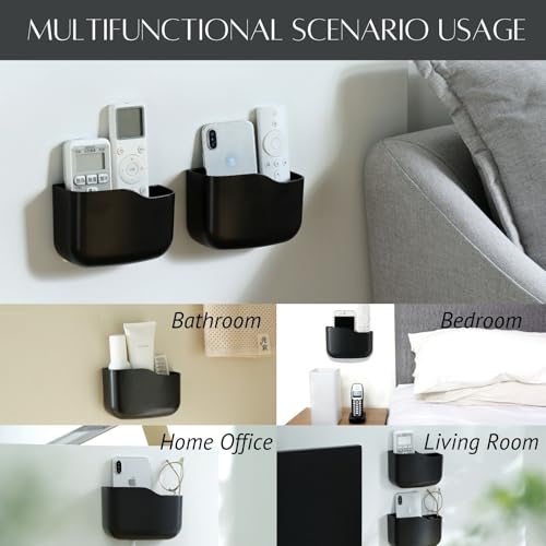 LINFIDITE Adhesive TV Remote Control Holder Wall Mount TV Holder Wall Remote Control Caddy Storage Organizer Universal Controller Stand Box (For 2 Or 3 Remote Controls–Black–Quantity2 - Cosy Home Interiors LINFIDITE Adhesive TV Remote Control Holder Wall Mount TV Holder Wall Remote Control Caddy Storage Organizer Universal Controller Stand Box (For 2 Or 3 Remote Controls–Black–Quantity2 - Image 6