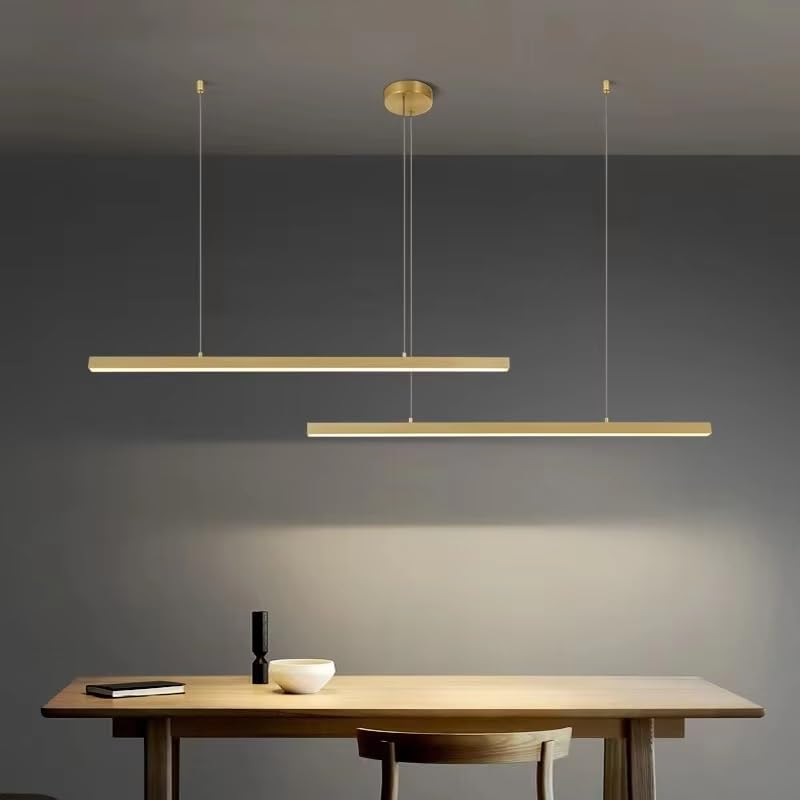 Lampadario Moderno in Ottone, Lampada a Sospensione Moderna e Semplice per Tavolo da Pranzo di Ristorante, luci a LED per Ufficio, lampade di Design a Sospensione, Illuminazione PE