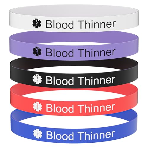 Lot de 5 bracelets d'alerte médicale en silicone pour diabète et épilepsie