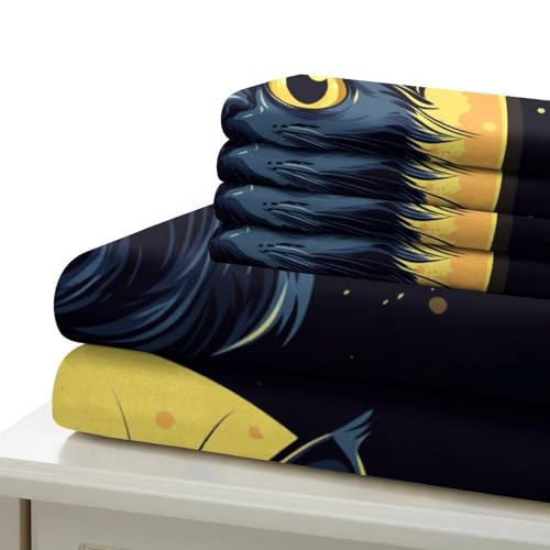 Parure de Lit 200x200 Chat Noir en Microfibre Premium Haute Densité