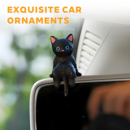 image for FALVFUN Cute Mini Car Cat Ornament, 5PCS Funny Vehicle Rear View Mirro