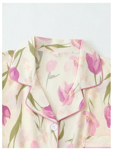 Image of Verdusa Pajamas For Women Set 2 Piece Summer Pajama Sets Cute Pjs Lounge Matching Button Shirt with Shorts