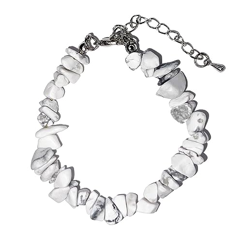 Bracelet Howlite naturelle baroque : fermoir réglable pour un confort quotidien