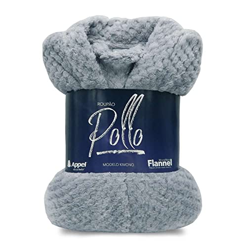Roupão Adulto Microfibra Flannel Pollo - Appel - Cinza Ice