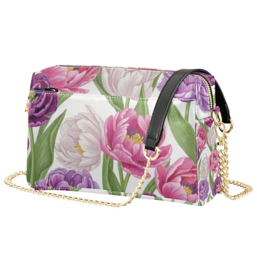 Sac à main en cuir synthétique violet tulipe aux finitions soignées