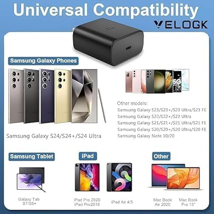 Image of Original 45W Charger Adapter Ultra Fast Charging for Sam-Sung S24 Ultra, S24 Plus, S24, S23 Plus, S23 Ultra, S23, S23 FE, S22 Ultra, Tab S9 Plus, Tab S9, Z Fold /Z Flip (only Adpter) (DEC26)