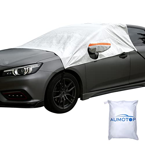 Aumotop Half Car Cover Top All Weather -Waterproof Windshield Cover Exterior Cover Outdoor Snow Sun Uv Winter Summer Protection, Universal Fit For Sedan Suv Truck #TOP7