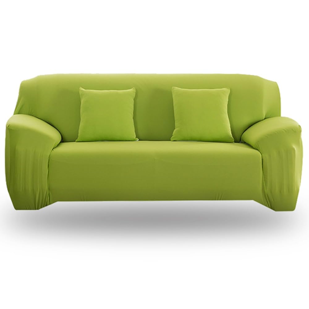 Housse canape extensible vert pomme protection salon tissu doux 90-140cm