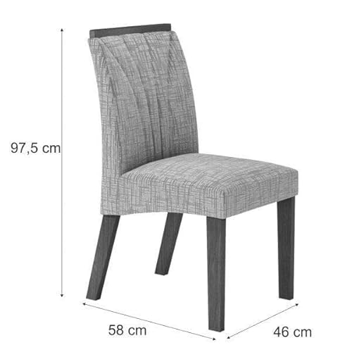 Conjunto Sala de Jantar Mesa Tampo MDF/Vidro 6 Cadeiras Leblon Tik Plus Espresso Móveis Castanho/Tam