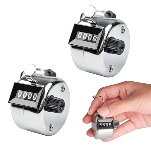 afhgdjr 2 Pcs Compteur Manuel en Métal,4 Chiffres Compteur de Rangs Tricot,pour Sport Golf Compte de Pas,Compte Jusqu'à 9999,Sports,Score de...