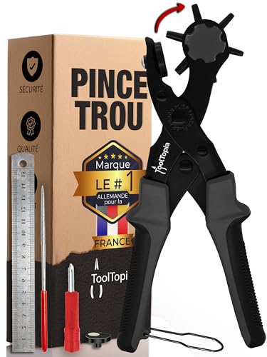 Pince Perforatrice Cuir [ENSEMBLE COMPLET] Trous Perforateurs pour Ceintures, Cuir, Bracelets, Projets de Bricolage et d'Artisanat. Pince à Poinçon...